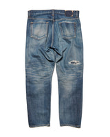 uniform experiment 25A/W DAMAGED DENIM TAPERED-FIT JEANS [ UE-252055 ]