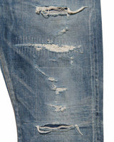 uniform experiment 25A/W DAMAGED DENIM TAPERED-FIT JEANS [ UE-252055 ]
