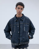 [ Pre-order ] uniform experiment 26A/W LEATHER ASSEMBLED DENIM TRUCKER JACKET [ UE-262020 ]