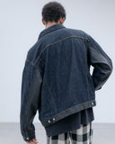 [ Pre-order ] uniform experiment 26A/W LEATHER ASSEMBLED DENIM TRUCKER JACKET [ UE-262020 ]