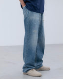 [ Pre-order ] uniform experiment 26A/W DAMAGED DENIM WIDE-FIT JEANS [ UE-262025 ]