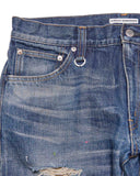 [ Pre-order ] uniform experiment 26A/W DAMAGED DENIM TAPERED-FIT JEANS [ UE-262027 ]