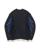 [ Pre-order ] uniform experiment 26A/W STAR PRINT CHECK PANELED CABLE KNIT [ UE-262049 ]