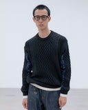 [ Pre-order ] uniform experiment 26A/W STAR PRINT CHECK PANELED CABLE KNIT [ UE-262049 ]