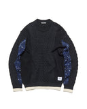 uniform experiment 26A/W STAR PRINT CHECK PANELED CABLE KNIT [ UE-262049 ]