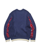 [ Pre-order ] uniform experiment 26A/W STAR PRINT CHECK PANELED CABLE KNIT [ UE-262049 ]