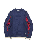 uniform experiment 26A/W STAR PRINT CHECK PANELED CABLE KNIT [ UE-262049 ]