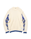 uniform experiment 26A/W STAR PRINT CHECK PANELED CABLE KNIT [ UE-262049 ]