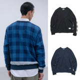 uniform experiment 26A/W LINE FLANNEL CHECK PANELED CREWNECK TOP [ UE-262042 ] cotwo