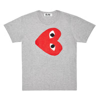 COMME des GARCONS Side Printed Red Heart Gray PLAY Tee ( Ladies ) [ AZ-T263-051 ]