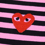 COMME des GARCONS Pink Overdyed Border Red Heart PLAY L/S Tee ( Men ) [ T164-101-1 ]