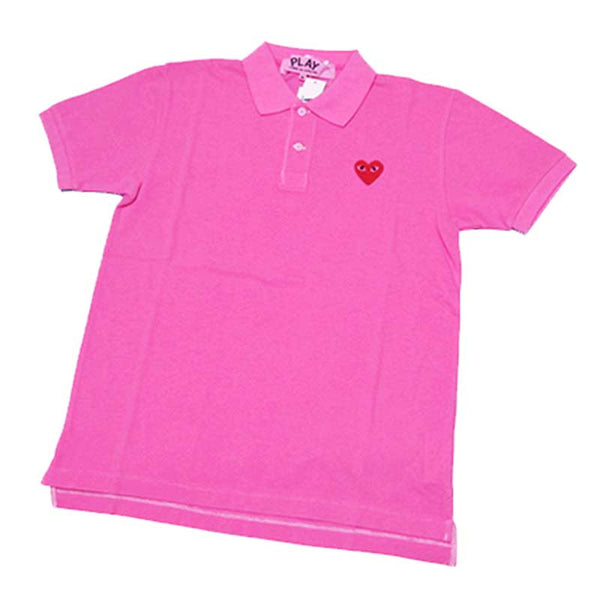 COMME des GARCONS Pink Overdyed Red Heart Polo Shirt ( Ladies ) [ T005-101-5 ]