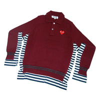COMME des GARCONS PLAY MARKET Red Heart Limited Border Panel Polo Knit
