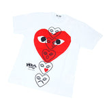 COMME des GARCONS HOLIDAY emoji - Big Red Heart & Black Line Emoji Hearts PLAY Tee ( Ladies ) [ OR-T034-051 ]