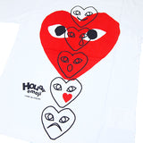 COMME des GARCONS HOLIDAY emoji - Big Red Heart & Black Line Emoji Hearts PLAY Tee ( Ladies ) [ OR-T034-051 ]