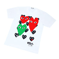 COMME des GARCONS HOLIDAY emoji - 2 Red Heart & 1 Green Heart & Line Emoji Hearts PLAY Tee ( Ladies )