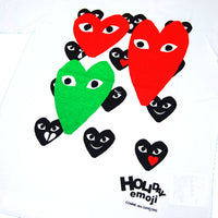 COMME des GARCONS HOLIDAY emoji - 2 Red Heart & 1 Green Heart & Line Emoji Hearts PLAY Tee ( Ladies )