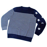 uniform experiment 14A/W NUMBERING STAR PANEL BORDER CREW NECK KNIT